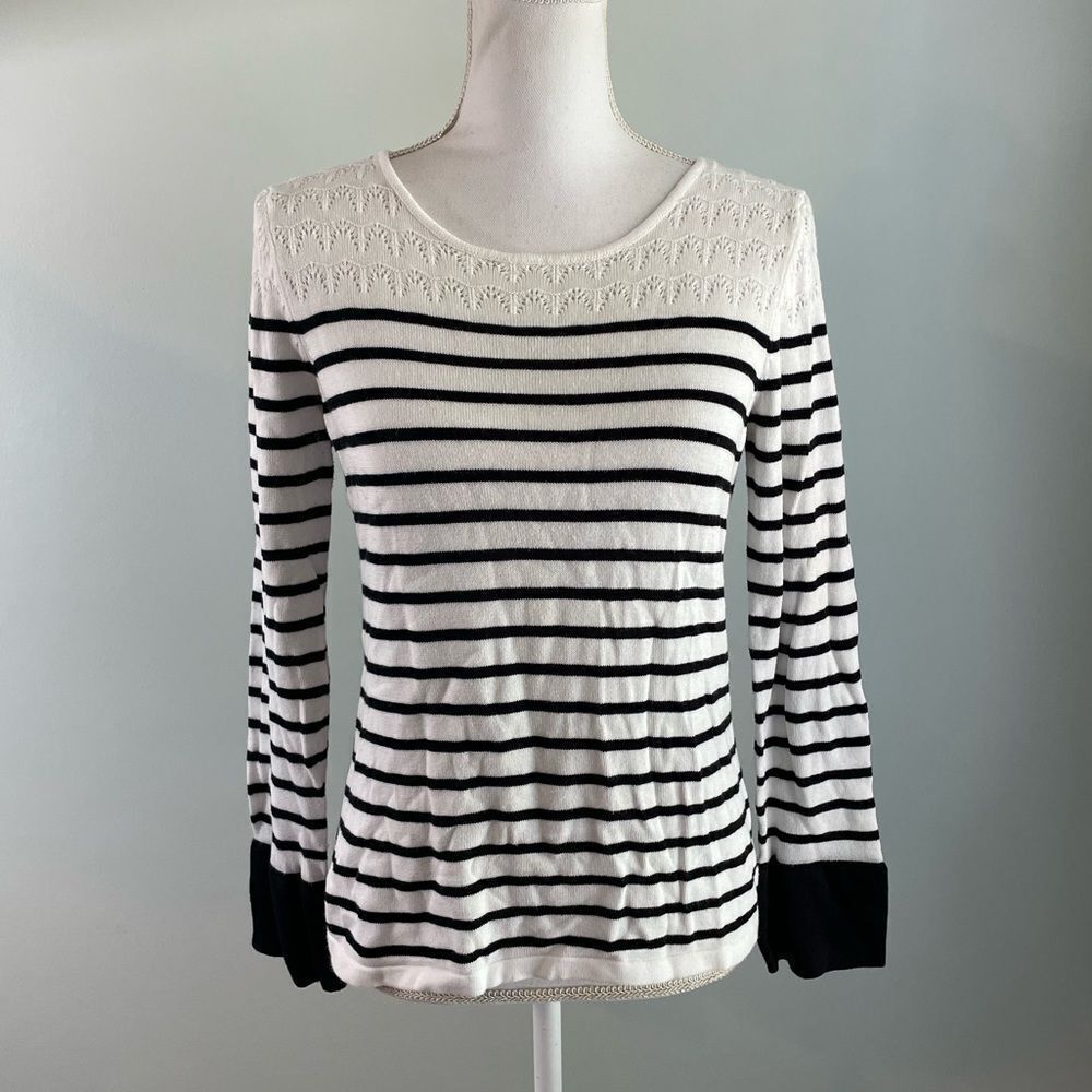 Hannah White Striped Knit Sweater